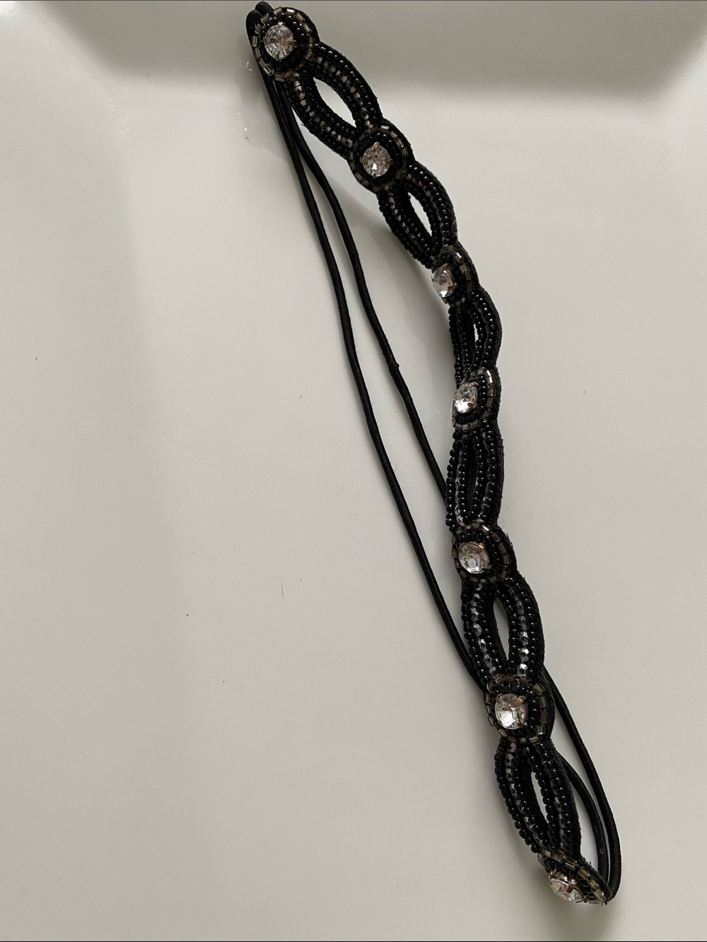 Black Crystal-Embellished Women's Headband